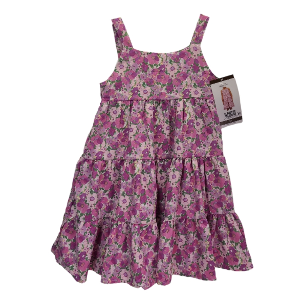 Social Standard Girl's Tiered Tie-Back Sleeveless Orchid Floral Dress 3T New
